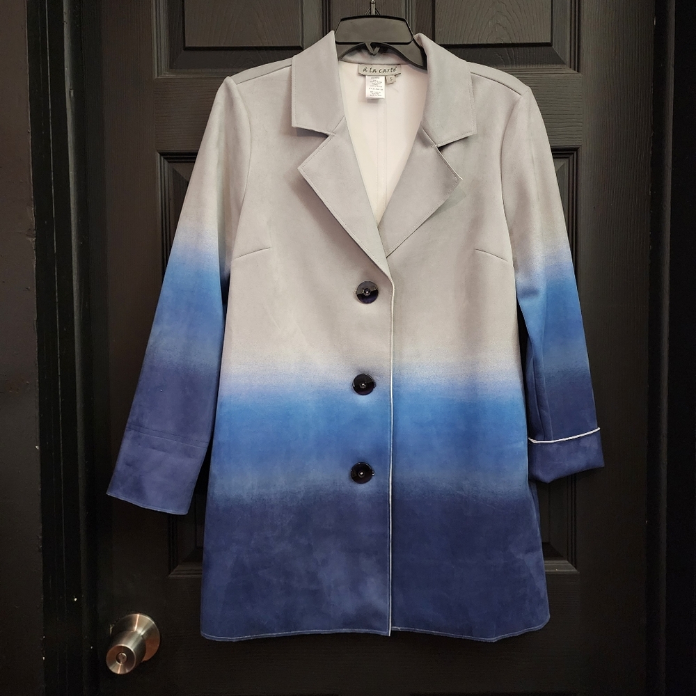 A la Carte Blue Ombre Suede Like Jacket - Picture 2 of 10